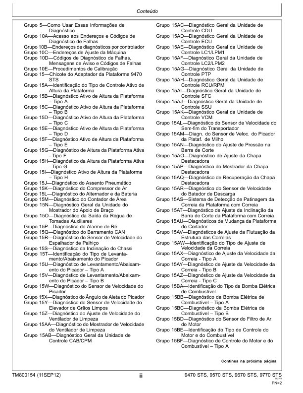John Deere 9470 9570 9670 9770 STS Combine Harvester DIagnostic Service Manual TM800154 PT - Image 6
