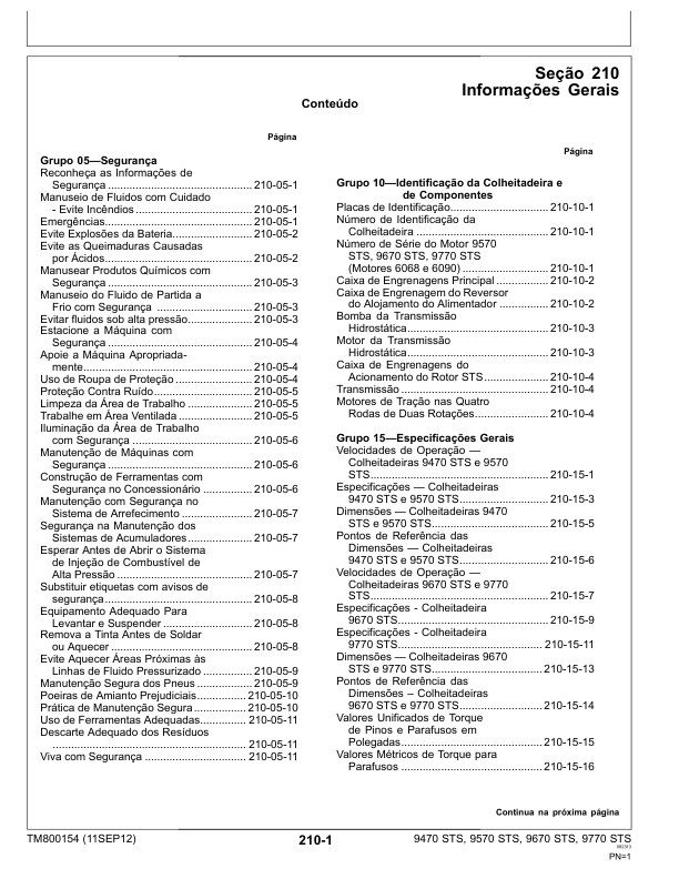 John Deere 9470 9570 9670 9770 STS Combine Harvester DIagnostic Service Manual TM800154 PT - Image 11