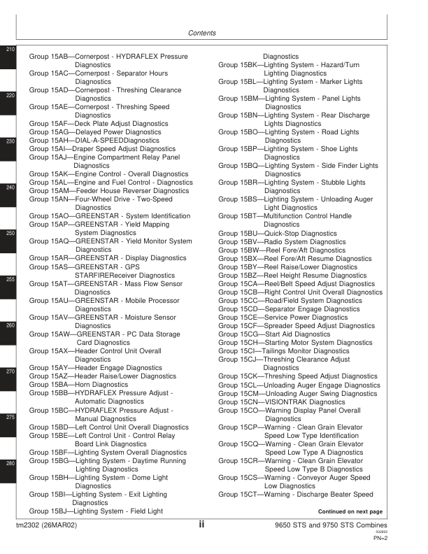 John Deere 9650 9750 STS Combine Harvester Diagnosis and Tests Service Manual TM2302 - Image 5