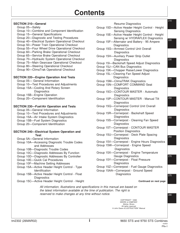 John Deere 9650 9750 STS Combine Harvester Diagnosis and Tests Service Manual TM2302 - Image 4