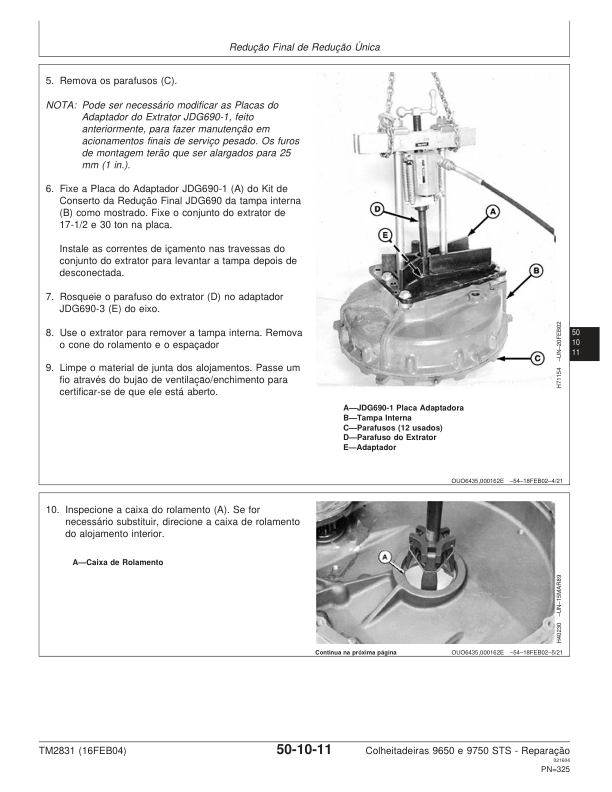John Deere 9650 9750 STS Combine Harvester Repair Manual SN 000181 and UP TM2831 PT - Image 10