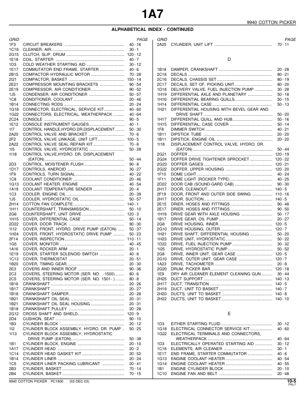 John Deere 9940 Cotton Picker Parts Catalog PC1800 - Image 10
