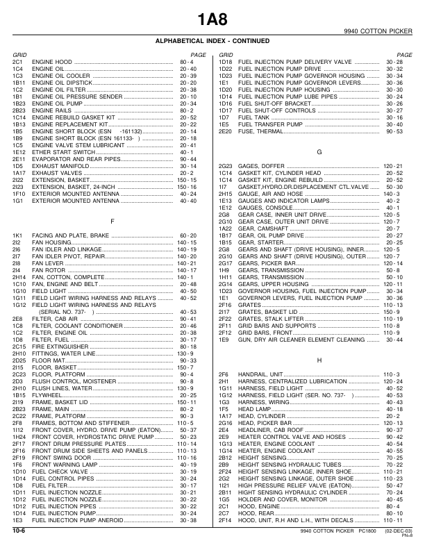 John Deere 9940 Cotton Picker Parts Catalog PC1800 - Image 11