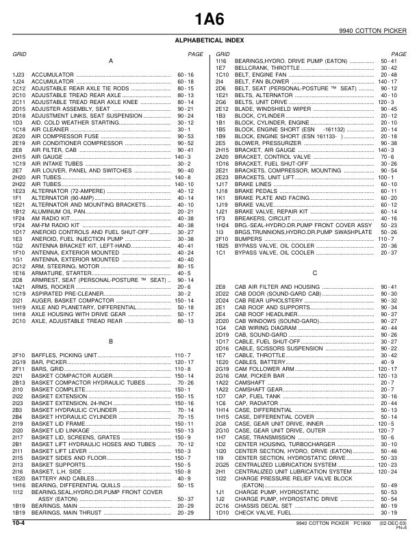 John Deere 9940 Cotton Picker Parts Catalog PC1800 - Image 9