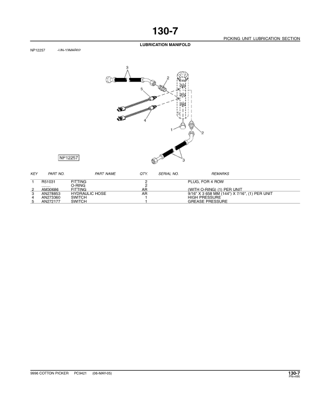 John Deere 9996 Cotton Picker Parts Catalog PC9421 - Image 11