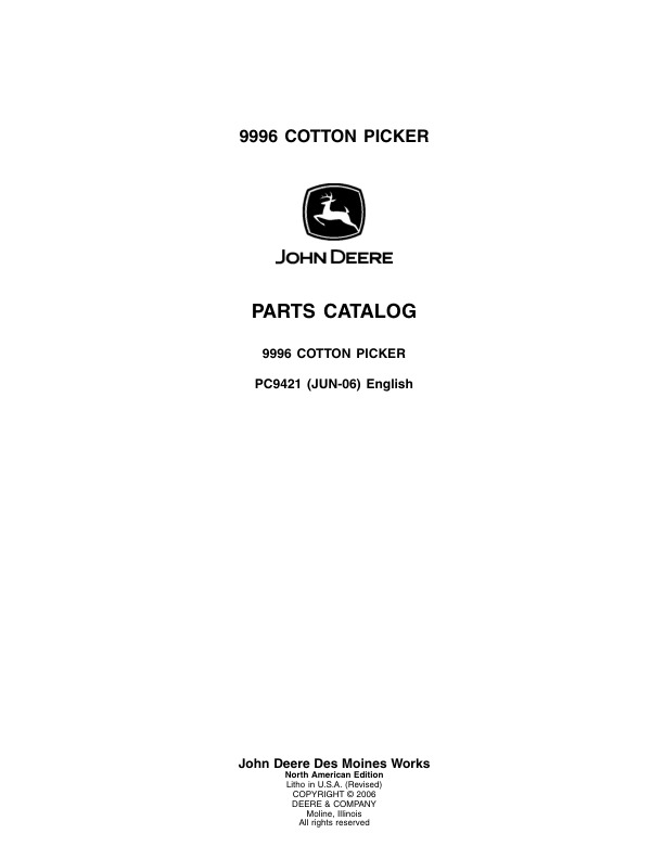 John Deere 9996 Cotton Picker Parts Catalog PC9421 - Image 2