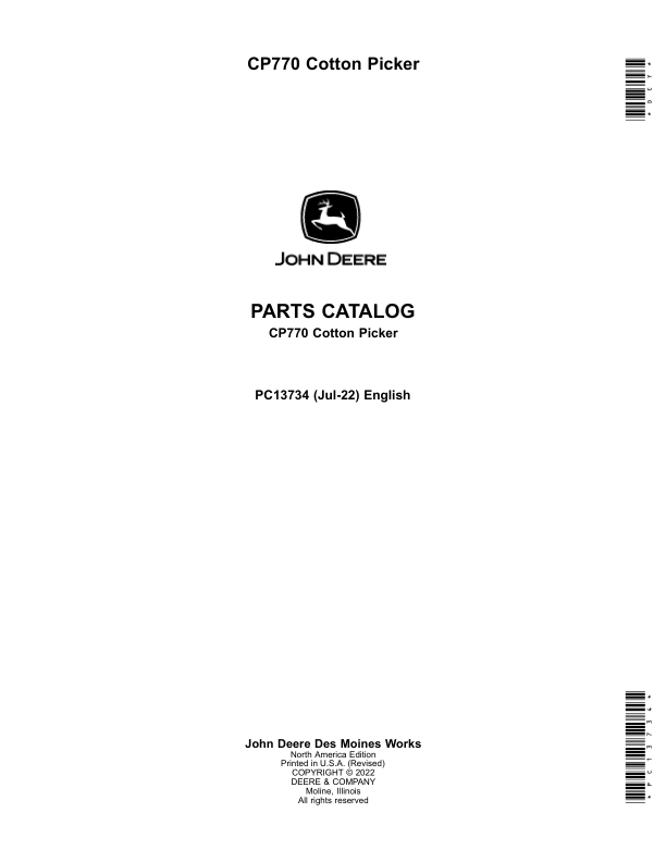 John Deere CP770 Cotton Picker Parts Catalog PC13734 - Image 2