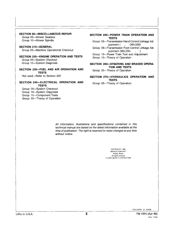 John Deere F910 F930 Front Mower Service Manual TM1301 - Image 6
