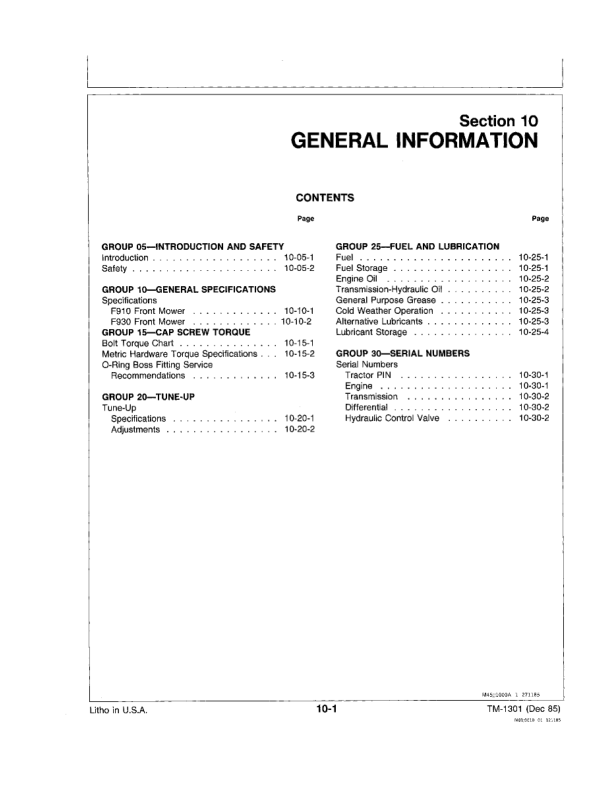 John Deere F910 F930 Front Mower Service Manual TM1301 - Image 7