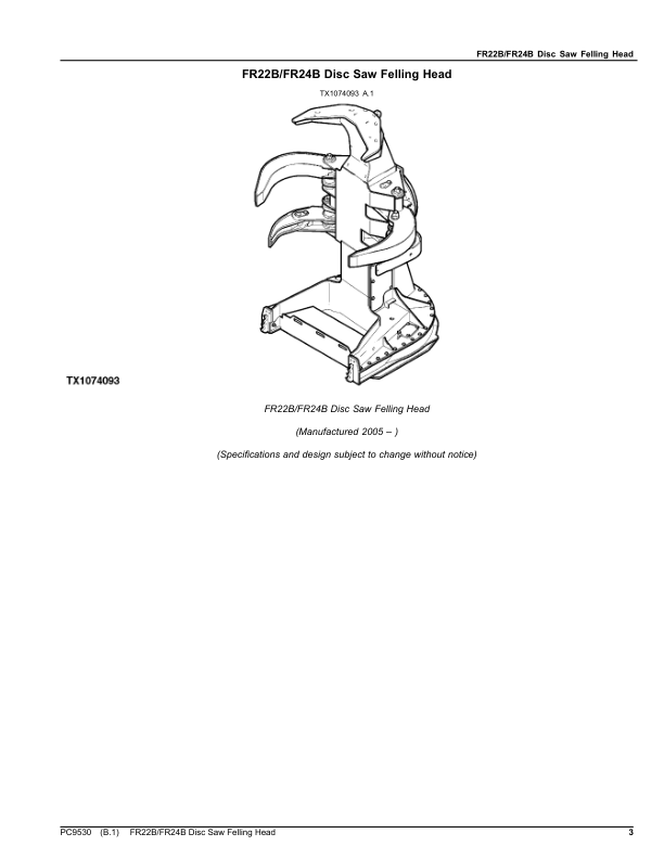 John Deere FR22B FR24B Disc Saw Felling Head Parts Catalog PC9530-11 - Image 3