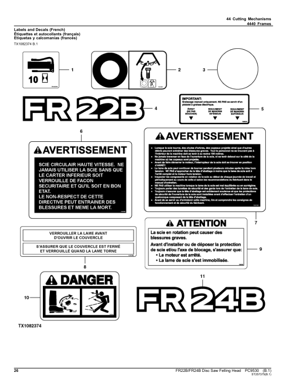 John Deere FR22B FR24B Disc Saw Felling Head Parts Catalog PC9530-11 - Image 9