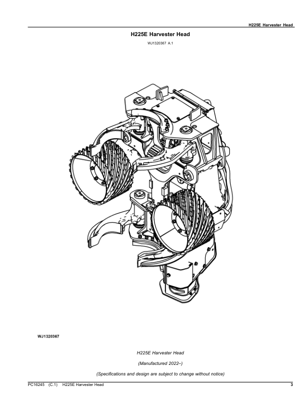 John Deere H225E Processing Head Parts Catalog PC16245 - Image 3
