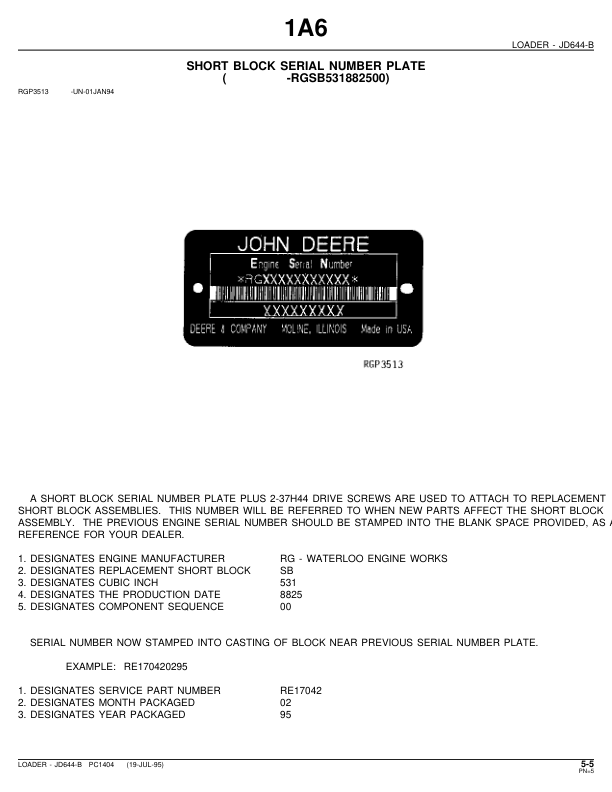 John Deere JD644-B Wheel Loader Parts Catalog 1974-1980 PC1404 - Image 6