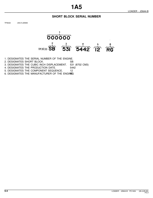 John Deere JD644-B Wheel Loader Parts Catalog 1974-1980 PC1404 - Image 5