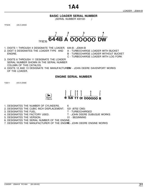 John Deere JD644-B Wheel Loader Parts Catalog 1974-1980 PC1404 - Image 4