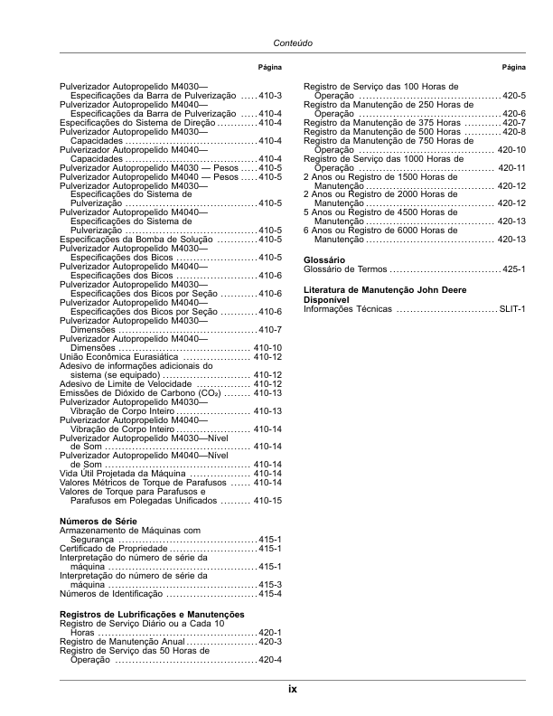 John Deere M4030 M4040 Sprayer Operators Manual SN 1900000 and UP OMKK57264-E1 PT - Image 4