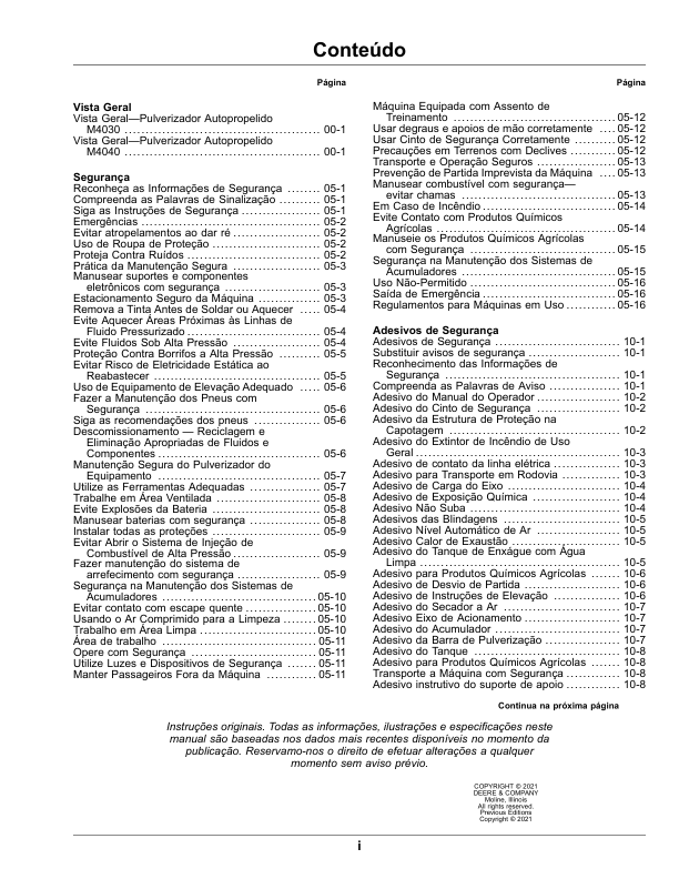 John Deere M4030 M4040 Sprayer Operators Manual SN 1900000 and UP OMKK57264-E1 PT - Image 7