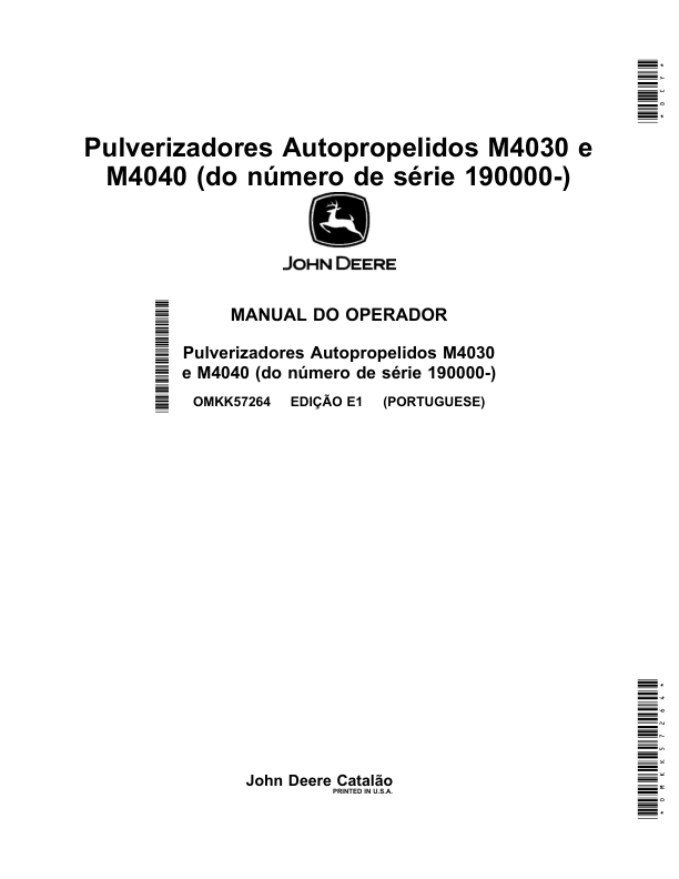 John Deere M4030 M4040 Sprayer Operators Manual SN 1900000 and UP OMKK57264-E1 PT - Image 2
