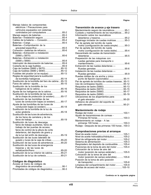 John Deere S660 S670 S680 S690 Combine Harvester Operators Manual OMDQ101822 ES - Image 5