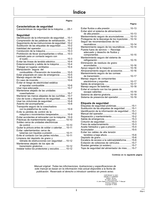 John Deere S660 S670 S680 S690 Combine Harvester Operators Manual OMDQ101822 ES - Image 11