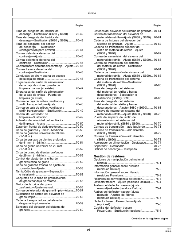 John Deere S660 S670 S680 S690 Combine Harvester Operators Manual OMDQ101822 ES - Image 3
