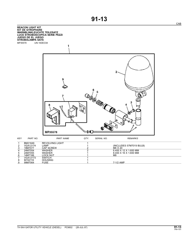 John Deere TH 6X4 Gator UTV Parts Catalog PC9602 - Image 8
