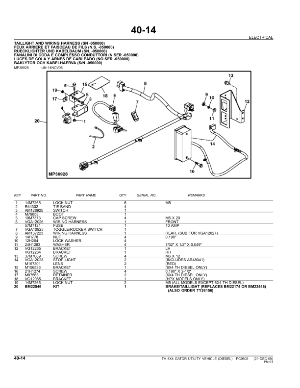 John Deere TH 6X4 Gator UTV Parts Catalog PC9602 - Image 14