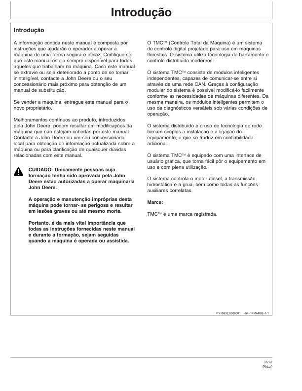 John Deere TMC Control System Operators Manual OMF069446 PT - Image 3