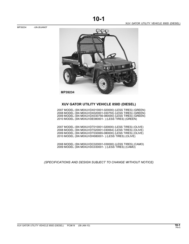 John Deere XUV 850D Gator UTV Parts Catalog PC9619 - Image 7