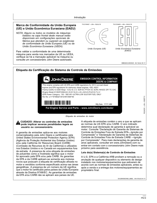 John Deere130G 130GLC Excavator Operators Manual OMT407103X54 PT - Image 10