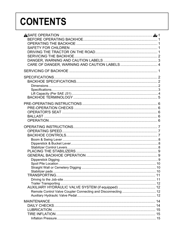 Kubota BT820 Backhoe Operators Manual - Image 5