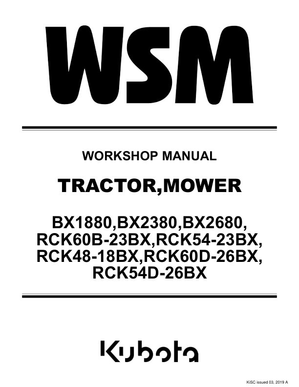 Kubota BX RCK BX Series Tractor Mower Workshop Manual - Image 2