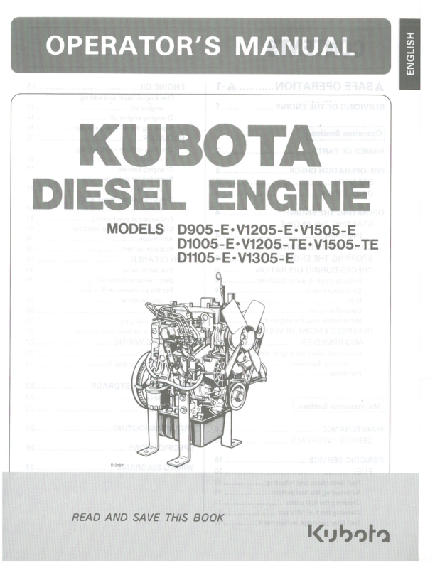 Kubota D905-E V1205-E V1505-E D1005-E V1205-TE V1505-TE D1105-E V1305-E Engine Operators Manual - Image 2