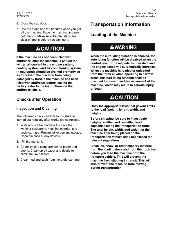 LiuGong 9027FZTS Excavator Operation and Maintenance Manual - Image 14