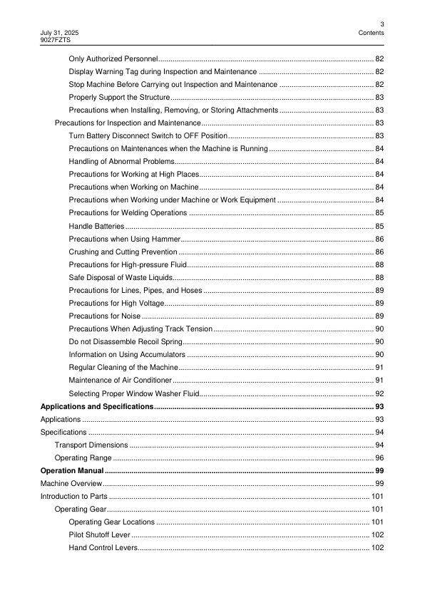 LiuGong 9027FZTS Excavator Operation and Maintenance Manual - Image 11