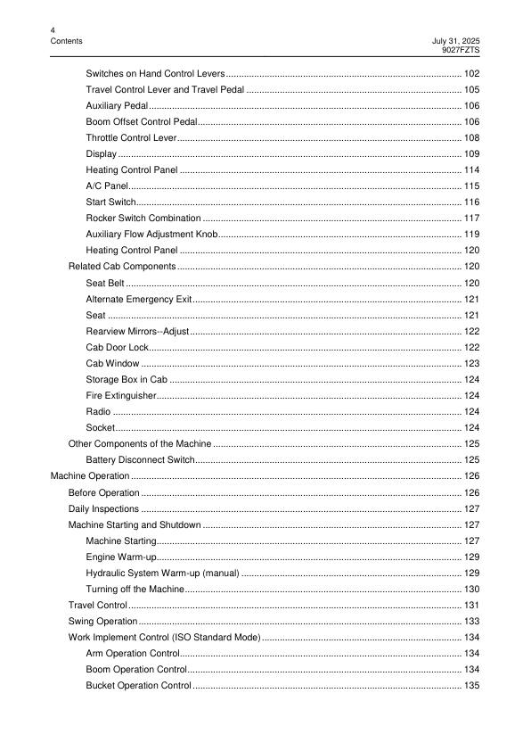 LiuGong 9027FZTS Excavator Operation and Maintenance Manual - Image 12