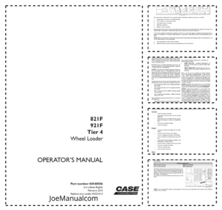 CASE 821F 921F Tier 4 Wheel Loader Operators Manual 84548506
