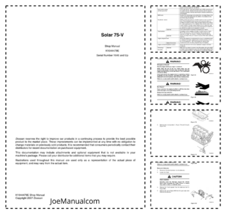 Doosan Solar S75-V Excavator Service Manual SN 1646 and UP