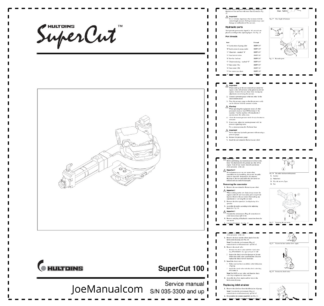 Hultdins SuperCut 100 Processing Head Service Manual SN 035-3300 and UP