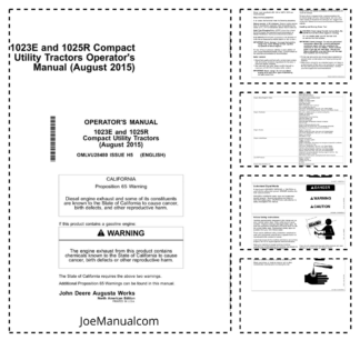 John Deere 1023E 1025R Tractor Operators Manual OMLVU28480-H5