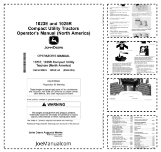 John Deere 1023E 1025R Tractor Operators Manual OMLVU31626