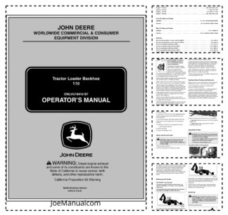 John Deere 110 Tractor Backhoe Loader Operators Manual OMLVU18410-B7