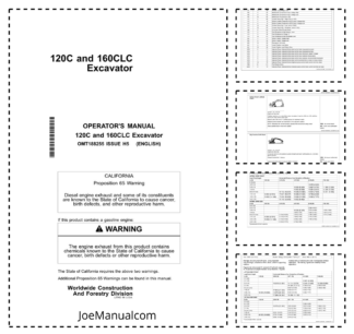 John Deere 120C 160CLC Excavator Operators Manual OMT188255-H5