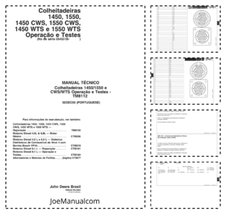 John Deere 1450 1550 CWS WTS Combine Harvester Operation and Test Service Manual TM8112 PT