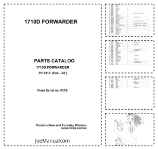 John Deere 1710D Forwarder Parts Catalog SN 0372- PC9210