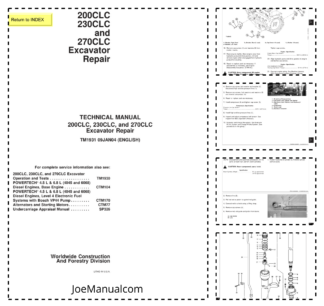 John Deere 200CLC 230CLC 270CLC Excavator Technical Repair Manual TM1931