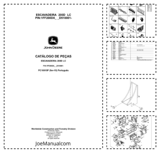 John Deere 200D LC Excavator Parts Catalog SN D5100001 and UP PC10015P PT