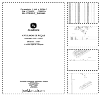 John Deere 210G 210GLC Excavator Parts Catalog PC10255P-14 PT