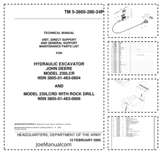 John Deere 230LCR Excavator Parts Catalog Service Manual TM5-3805-280-24P