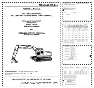 John Deere 230LCR Excavator Service Manual TM5-3805-280-24-1